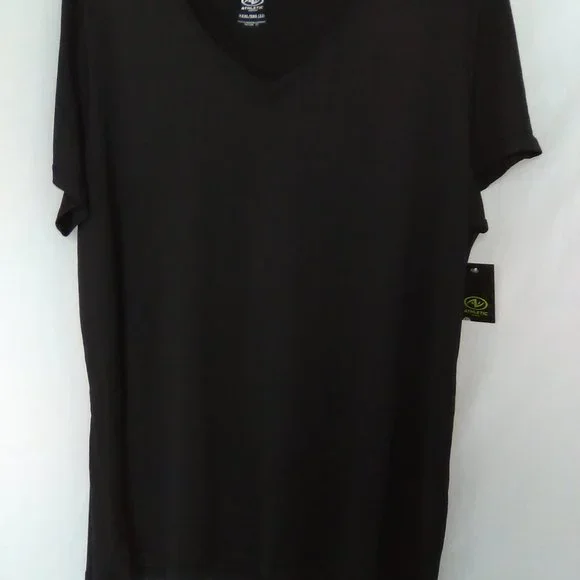 Athletic Works Women's V Neck Short Sleeve T-shirt Color Black Size 3XL - Picture 3 of 5